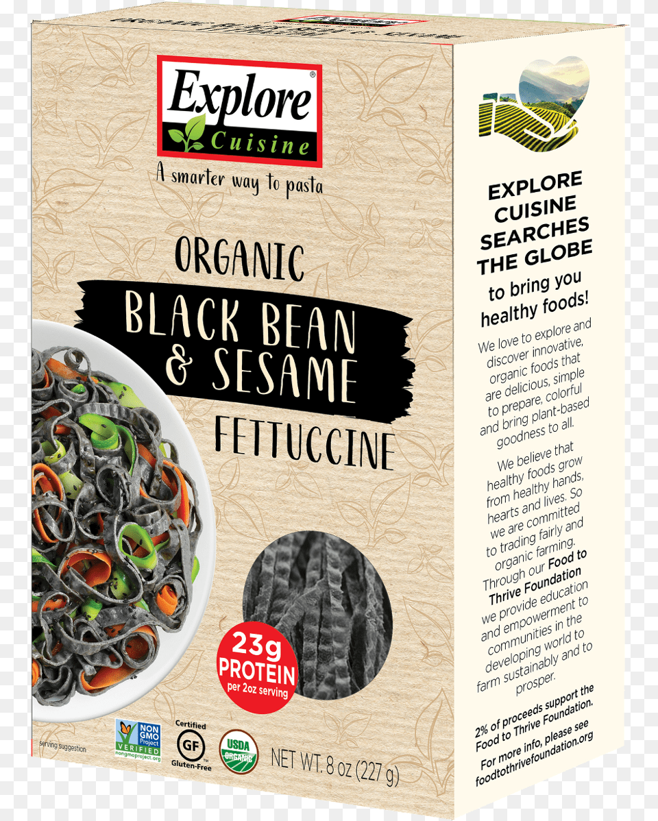 Organic Black Bean Amp Sesame Fettuccinedata Fancybox Black Bean Pasta, Food, Noodle, Advertisement Free Transparent Png