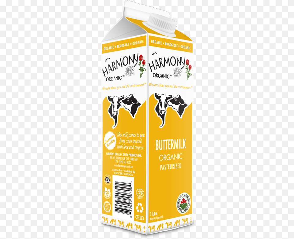 Organic Buttermilk One Litre Carton Milk Carton, Beverage, Animal, Cattle, Cow Png