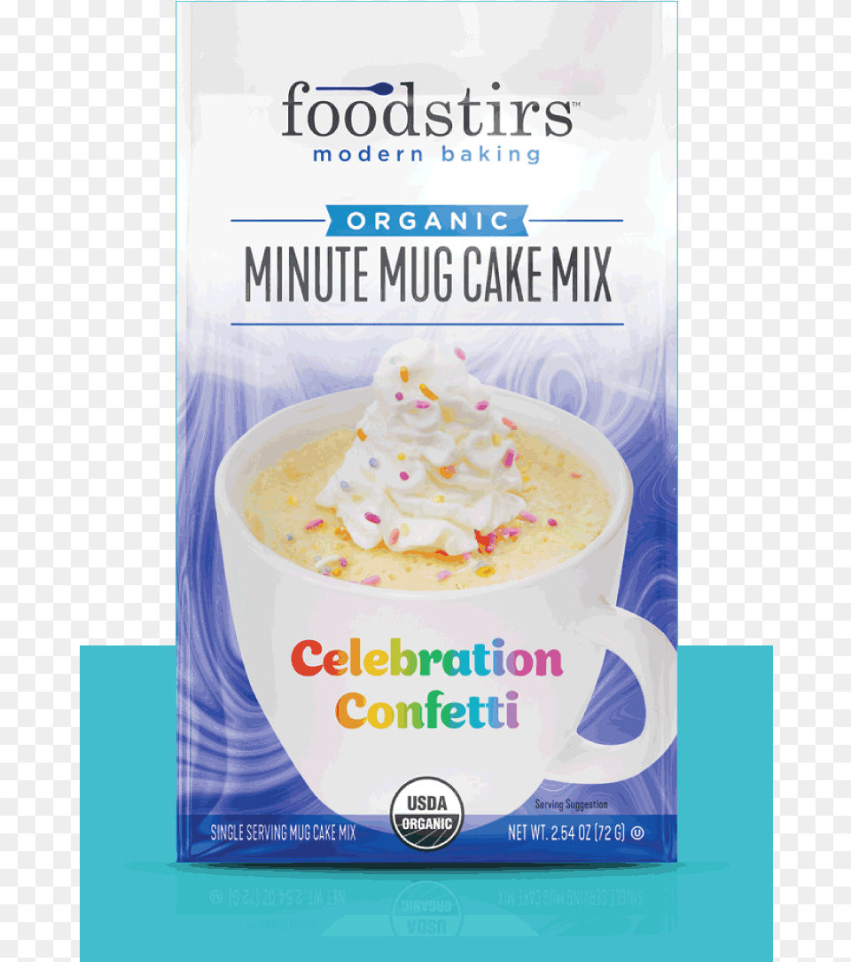 Organic Celebration Confetti Minute Mug Cake Mix Foodstirs Confetti Mug Cake, Cream, Dessert, Food, Whipped Cream Png