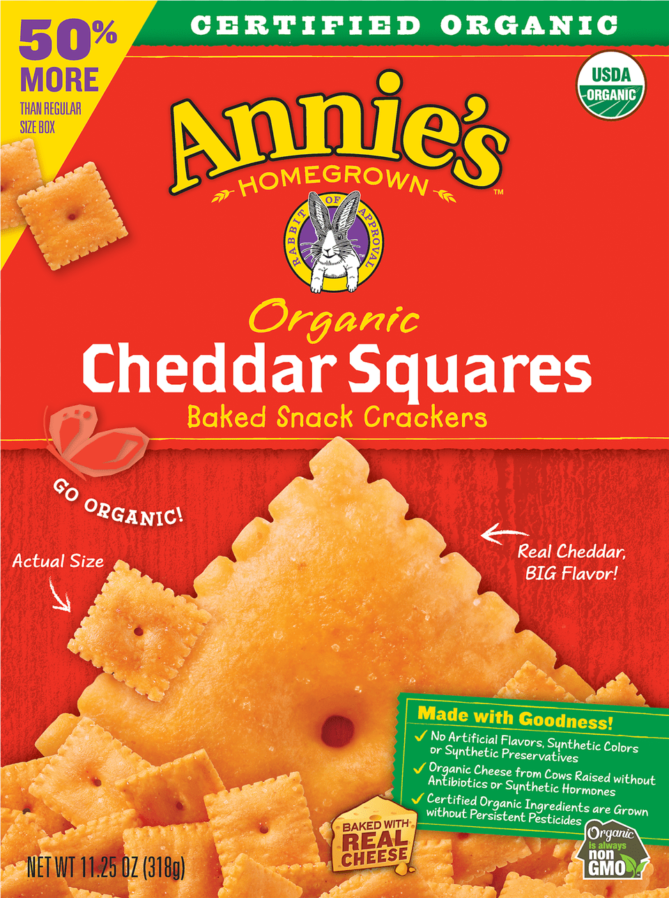 Organic Cheddar Squares Baked Snack Crackers Annies Snacks, Bread, Cracker, Food Png