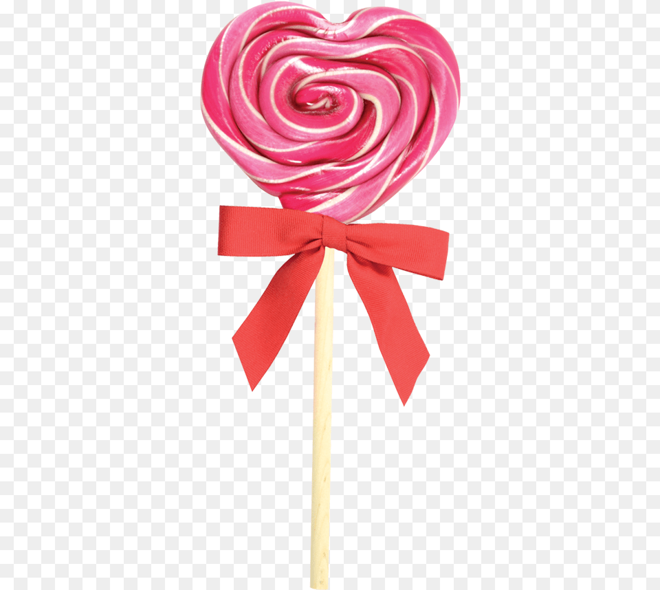 Organic Cherry Heart Lollipop Lollipop With Ribbon, Candy, Food, Sweets, Clothing Png Image