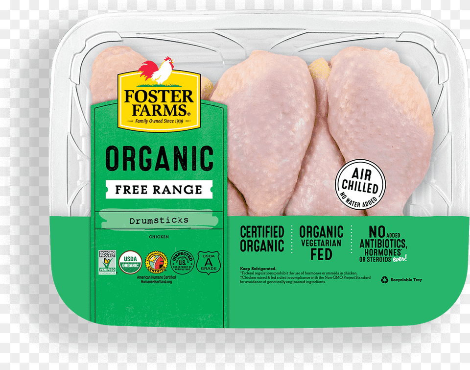 Organic Chicken Drumsticks Foster Farms Organic Chicken, Food, Meal, Lunch, Sliced Free Png Download