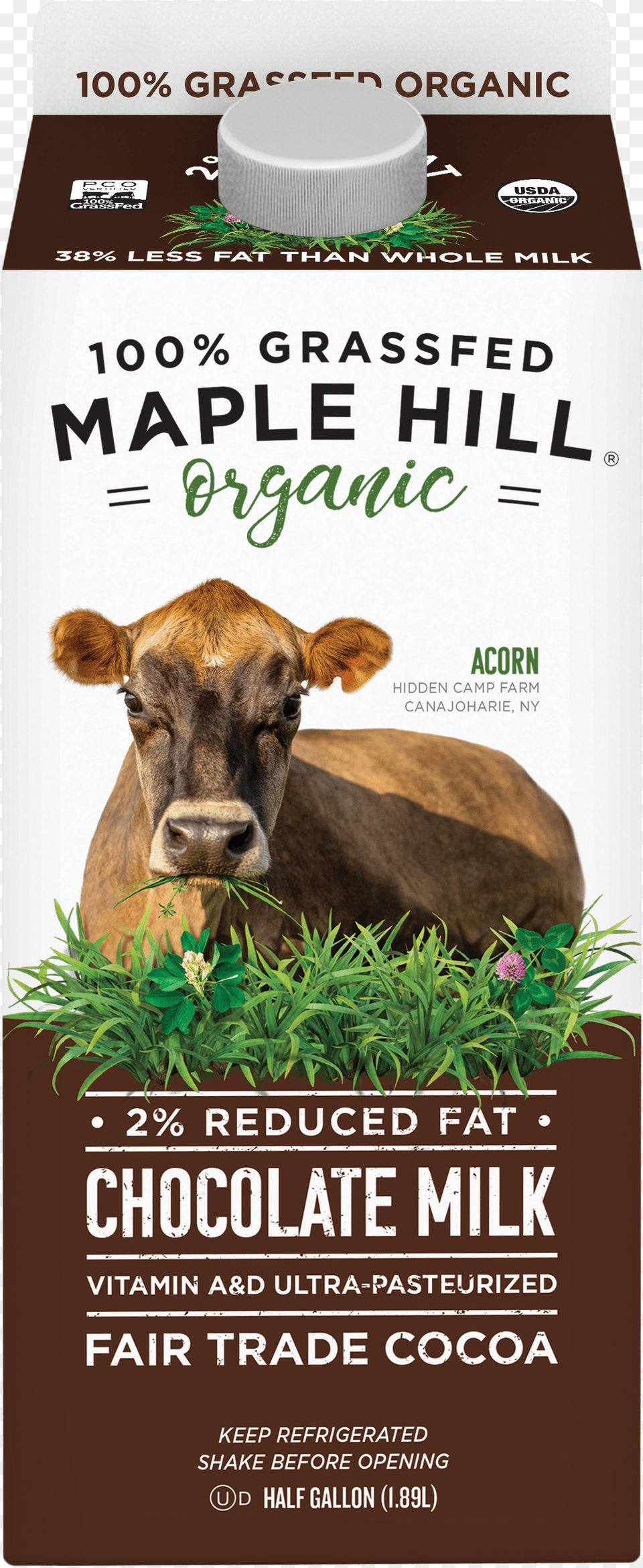 Organic Chocolate Milk Maple Hill Creamery 2 Organic Grass Fed Chocolate, Advertisement, Animal, Cattle, Cow Free Png