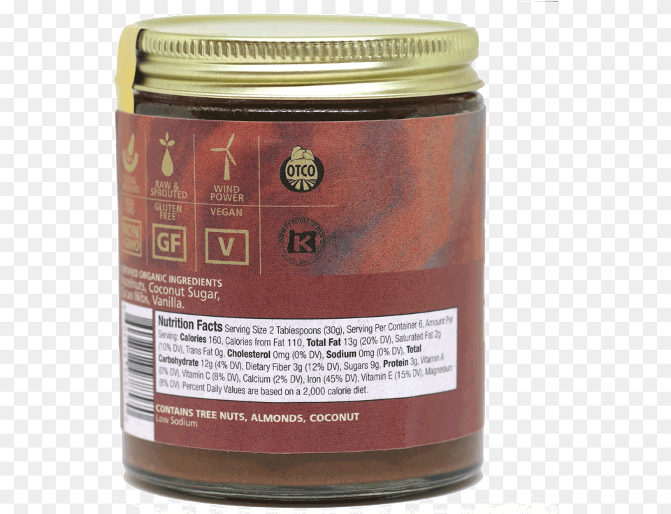 Organic Hazelnut Raw Cacao Spread Dulce De Leche, Jar, Can, Tin, Food Png Image