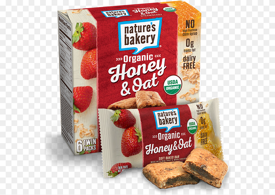 Organic Honey Amp Oat Bars Strawberry Nature39s Bakery Honey And Oat, Food, Snack, Berry, Fruit Free Png Download