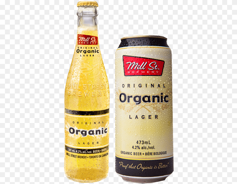 Organic Lager Mill Street Organic, Alcohol, Beer, Beverage, Bottle Png