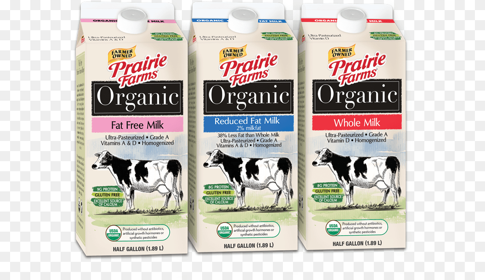 Organic Milk Prairie Farms Dairy Ad, Beverage, Mammal, Livestock, Animal Free Png Download