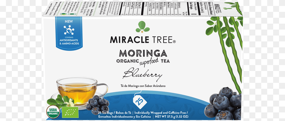 Organic Moringa Tea Blueberry 25 Count Miracle Tree Moringa Tea Apple Cinnamon, Berry, Cup, Food, Fruit Free Png