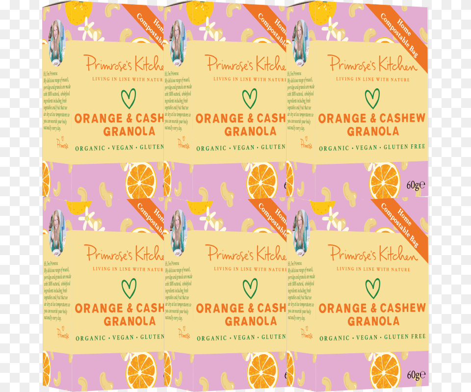 Organic Orange Amp Cashew Granola 6 Cashew, Advertisement, Poster, Person, Text Free Png
