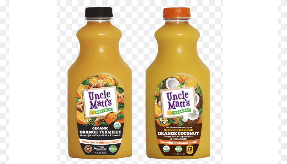 Organic Orange Turmeric And Reduced Calorie Orange Uncle Matts Organic Juice Organic Orange Pulp Free, Beverage, Orange Juice, Food, Ketchup Png