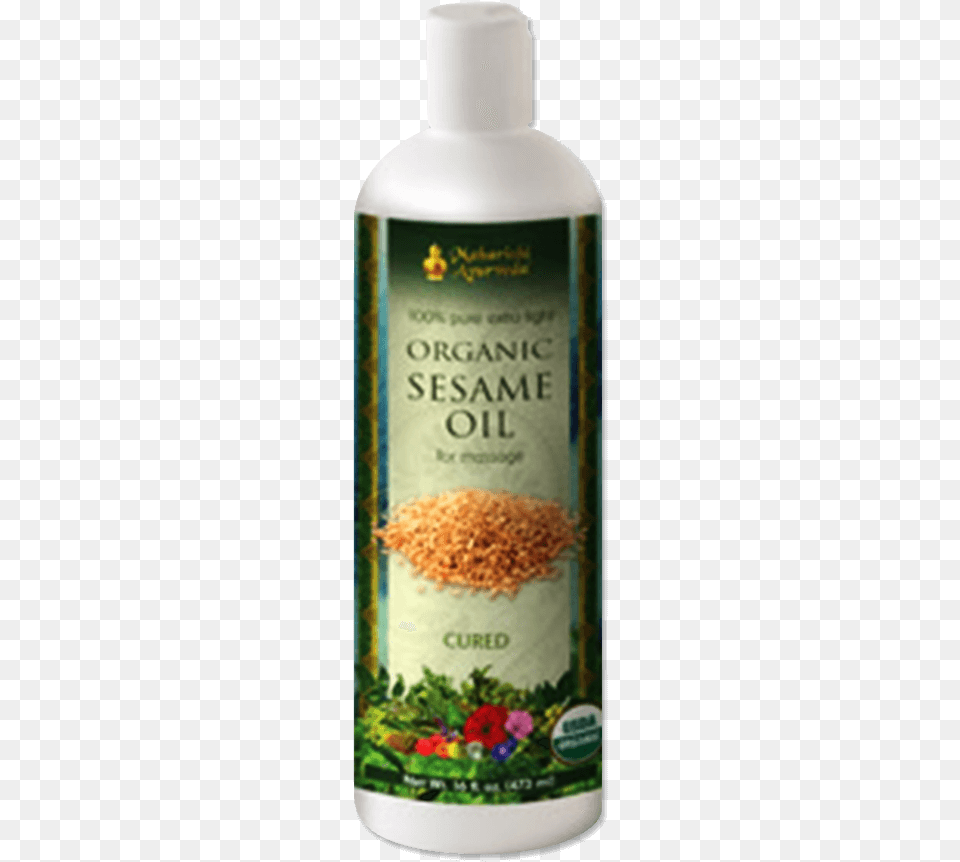 Organic Sesame Oil 16 Oz Organic Cured Sesame Massage Oil16 Fluid Oz By Maharishi, Bottle, Herbal, Herbs, Lotion Free Transparent Png