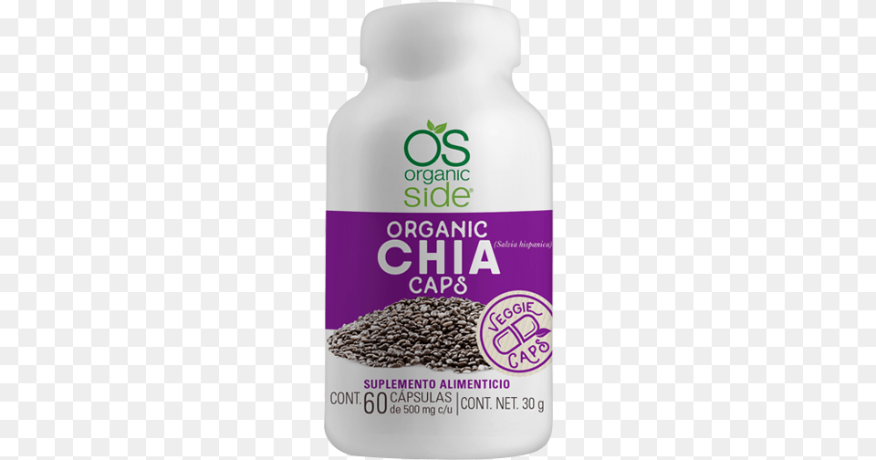 Organic Side Chia En Cpsulas 60 Cpsulas Bottle, Herbal, Plant, Herbs, Flax Png