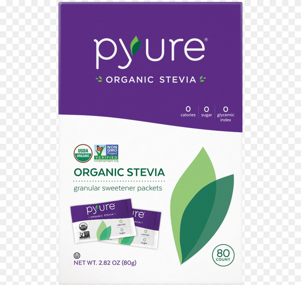 Organic Stevia Sweetener Packets 80 Count Pyure Stevia, Advertisement, Poster, Paper Free Transparent Png