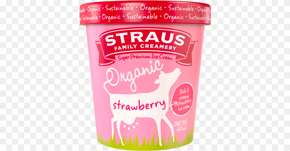 Organic Strawberry Ice Cream Strauss Ice Cream, Dessert, Food, Yogurt, Ice Cream Png Image