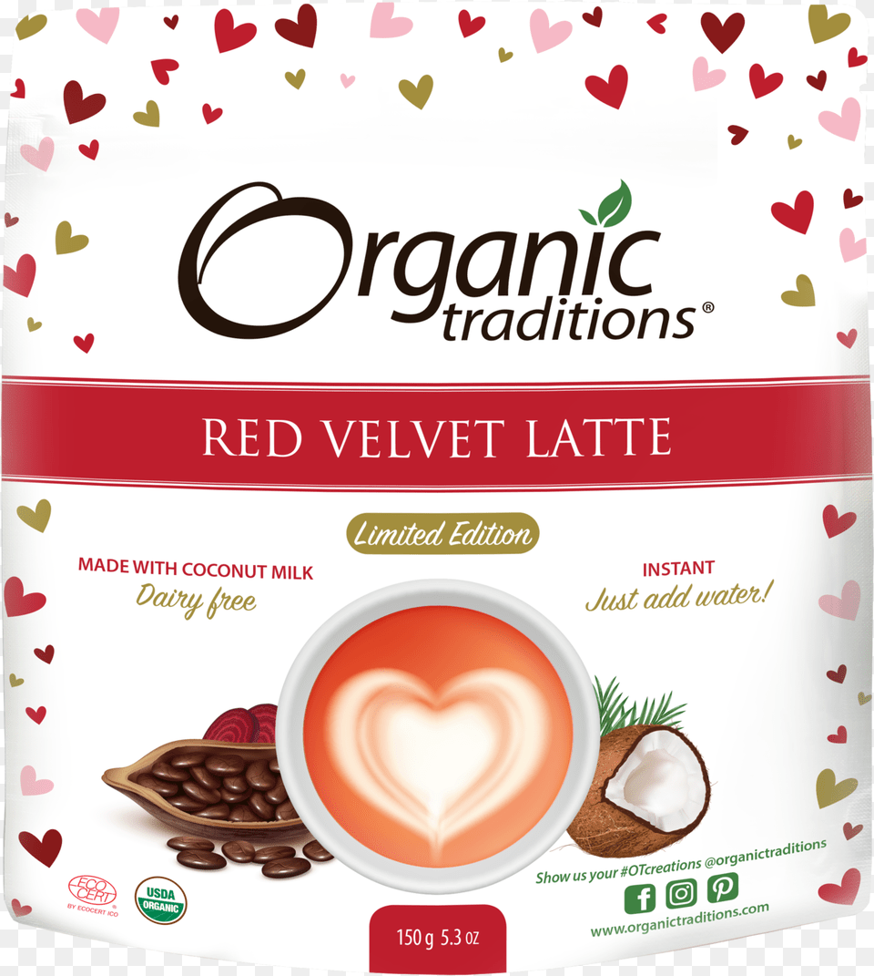 Organic Traditions Holiday Spice Latte, Cup, Advertisement, Food Png Image