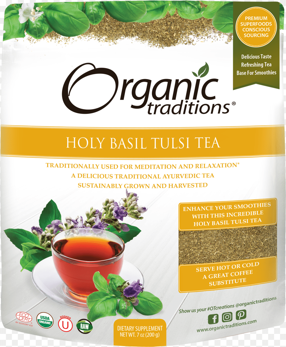 Organic Traditions Tulsi Tea, Herbal, Herbs, Plant, Advertisement Png