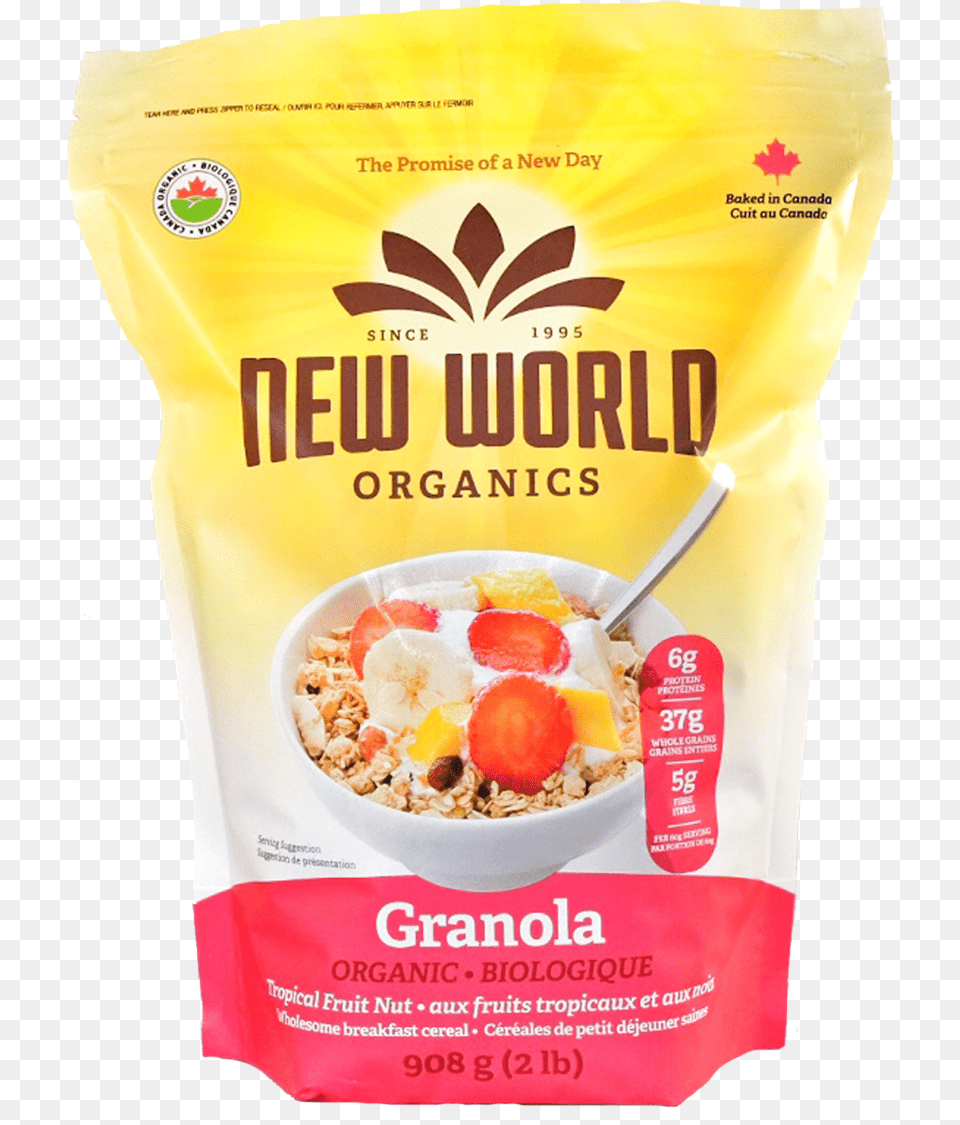 Organic Tropical Fruit Nut Granola, Bowl, Food, Cream, Dessert Png Image