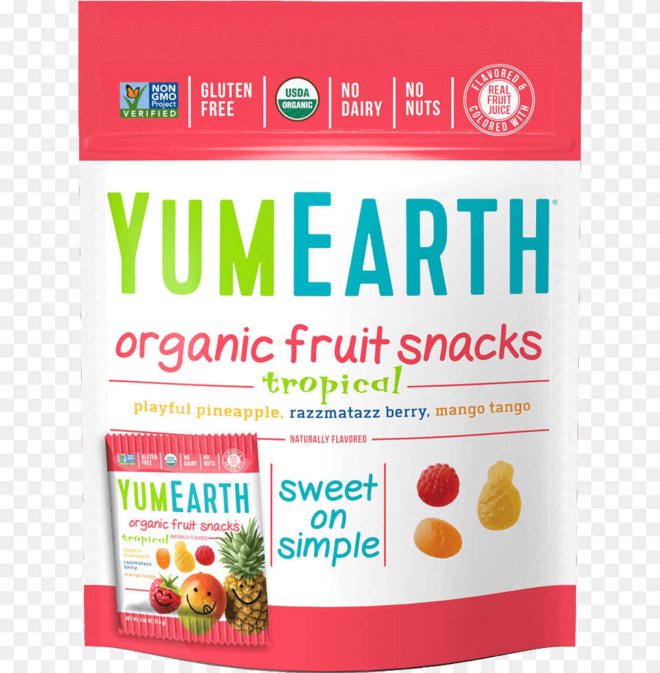 Organic Tropical Fruit Snacks Yumearth Organic Pops Strawberry, Advertisement, Poster, Food, Plant Free Transparent Png