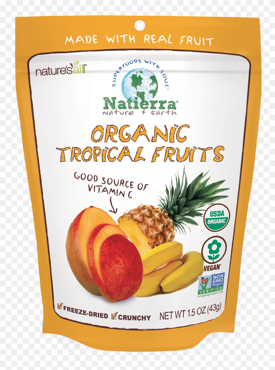 Organic Tropical Fruits Natierra Freeze Dried Mango, Food, Fruit, Plant, Produce Free Transparent Png