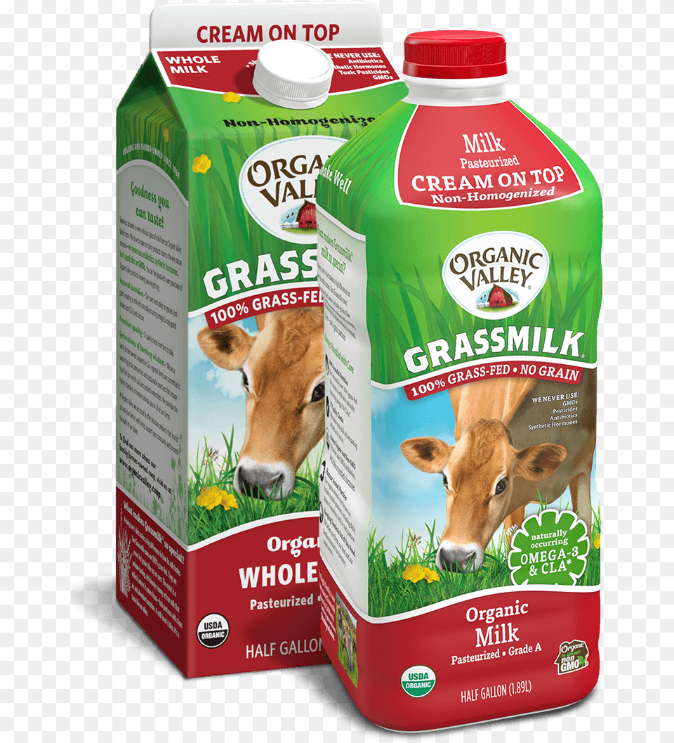 Organic Valley Grassmilk, Beverage, Milk, Animal, Cattle Png