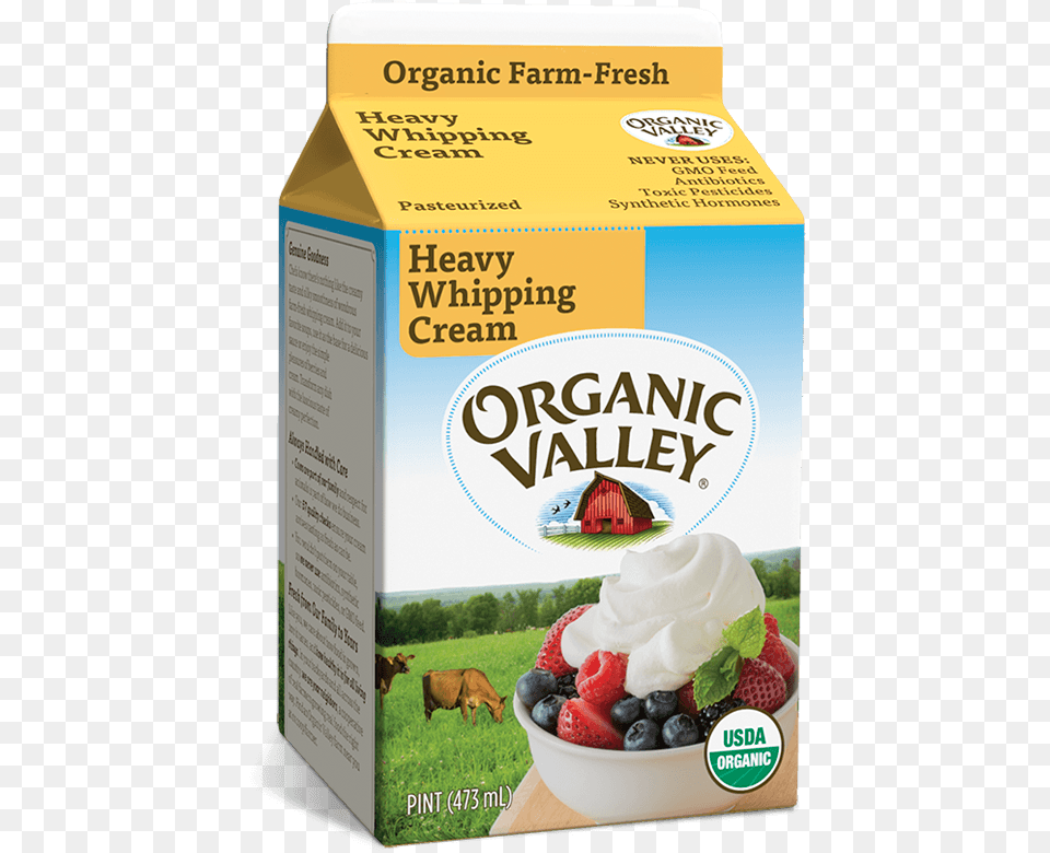 Organic Valley Heavy Whipping Cream, Dessert, Whipped Cream, Food, Livestock Free Transparent Png