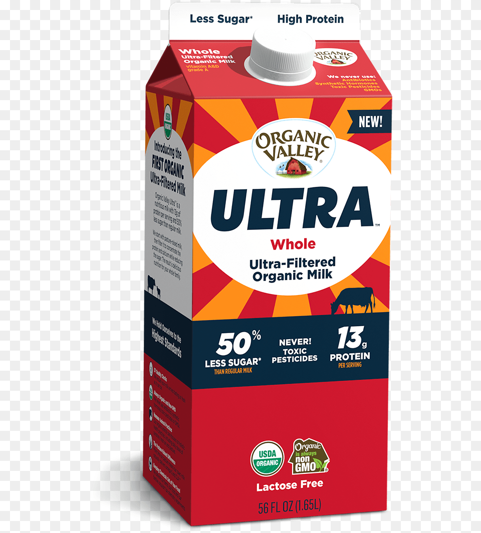 Organic Valley Ultra Filtered Milk, Beverage, Box, Mammal, Livestock Free Png