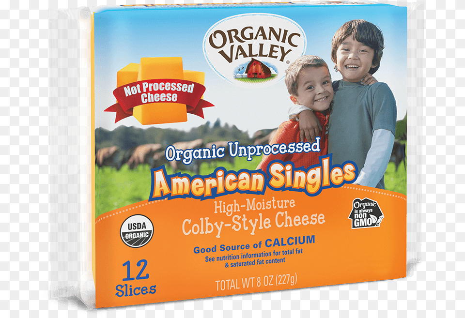 Organic Valley Unprocessed American Cheese, Advertisement, Poster, Boy, Child Png Image