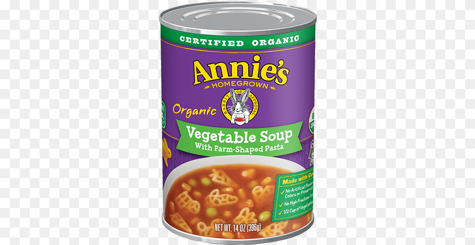 Organic Vegetable Soup With Farm Shaped Pasta Annie39s Homegrown Organic All Stars Pasta Tomato, Food, Ketchup, Aluminium, Tin Png Image