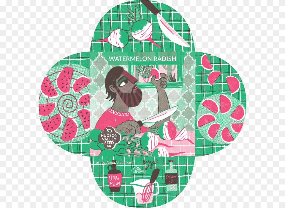 Organic Watermelon Radish Seeds Illustration, Person, Art, Graphics, Face Png Image