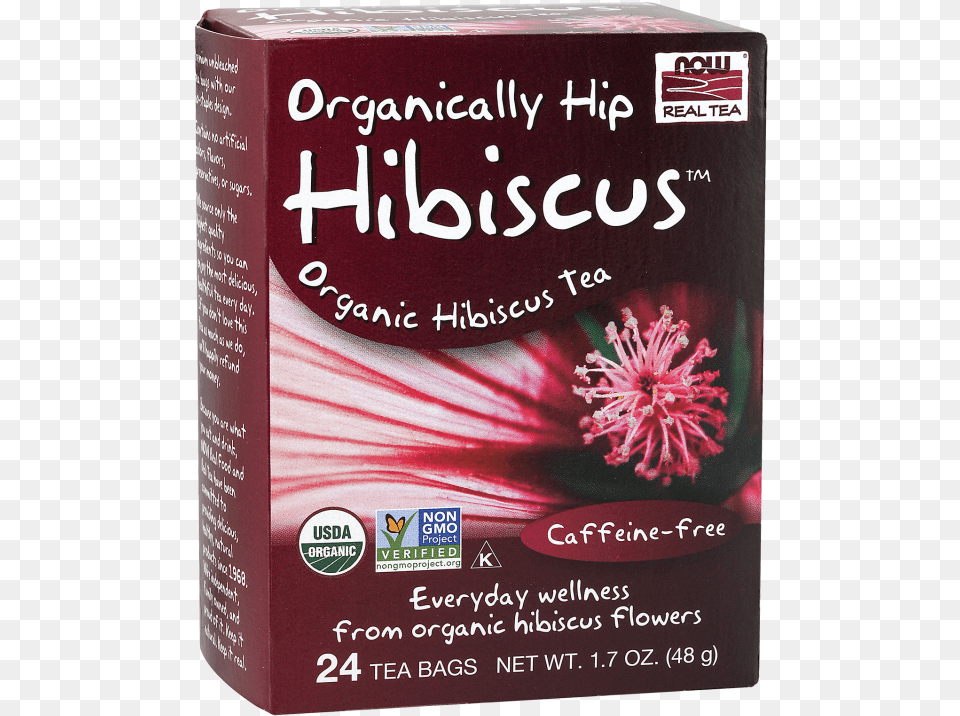 Organically Hip Hibiscus Tea Now Foods Organically Hip Tea Hibiscus 24 Tea Bags, Book, Publication, Flower, Plant Png