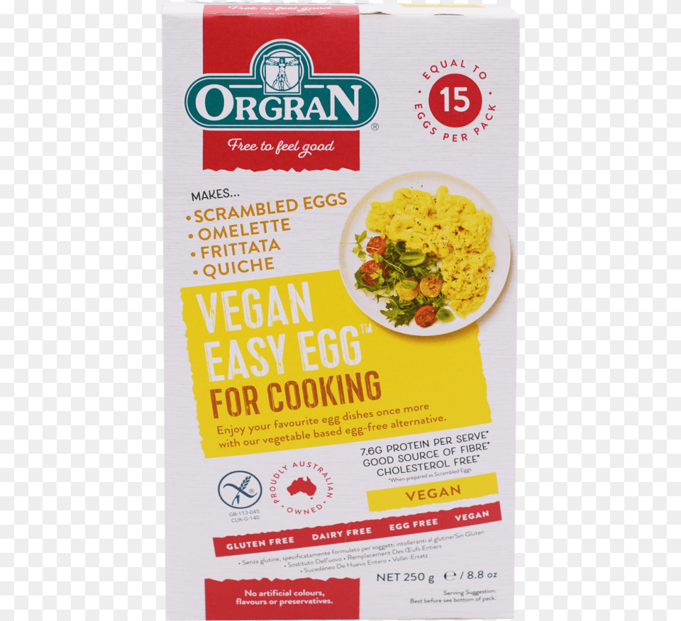 Orgran Vegan Easy Egg 250g Orgran Egg, Advertisement, Poster, Plate Png Image