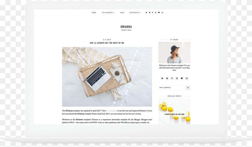 Orianna Responsive Premade Blogger Blogspot Theme Template Success With Less Stress Book, File, Webpage, Text, Person Free Png