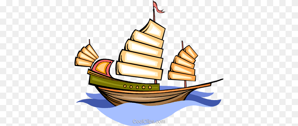 Oriental Sailing Ship Royalty Vector Clip Art Illustration, Boat, Sailboat, Transportation, Vehicle Free Png Download