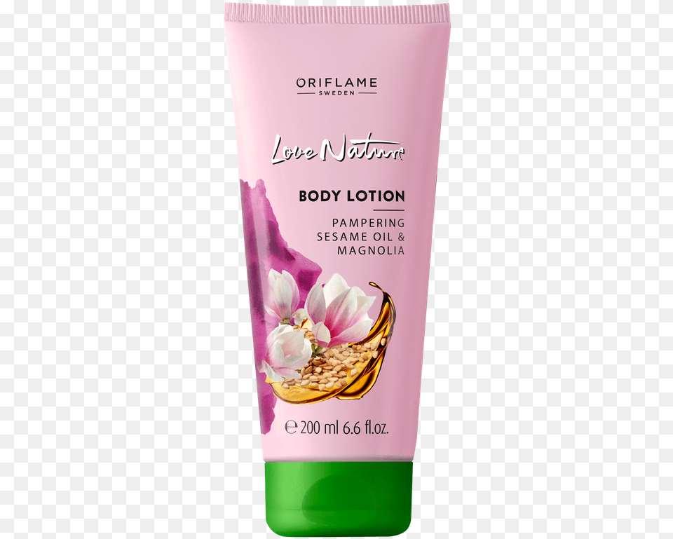 Oriflame Love Nature Body Lotion Pampering Sesame Oil Body Lotion Love Nature Oriflame, Bottle, Flower, Petal, Plant Free Png Download
