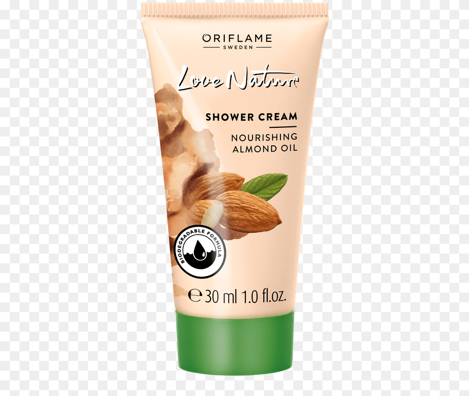 Oriflame Love Nature Shower Cream Nourishing Almond Oilpng Oriflame, Bottle, Lotion, Herbs, Plant Png Image