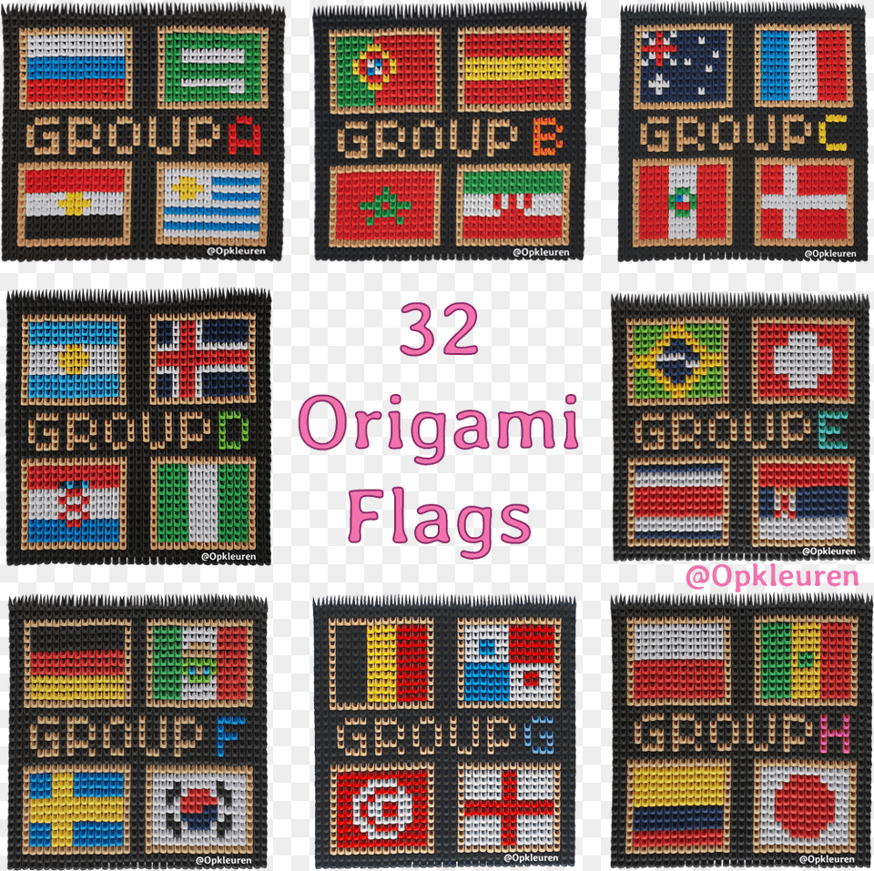 Origami Country Flags Fifa World Cup Edition Woven Fabric, Embroidery, Pattern, Stitch, Scoreboard Free Png