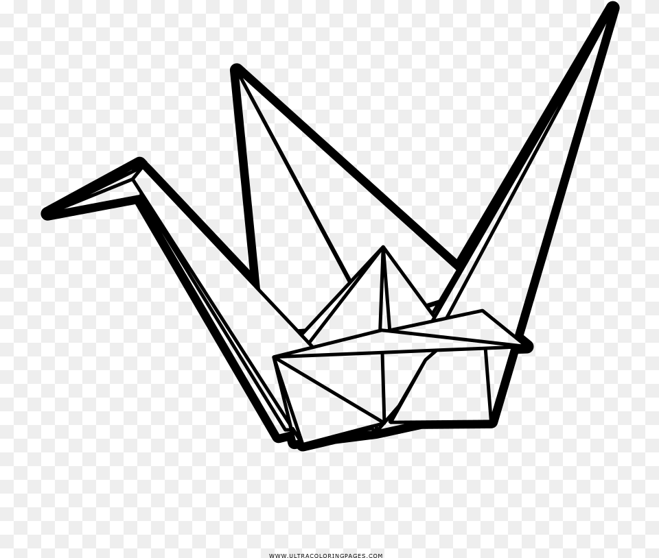 Origami Crane Coloring, Gray Png