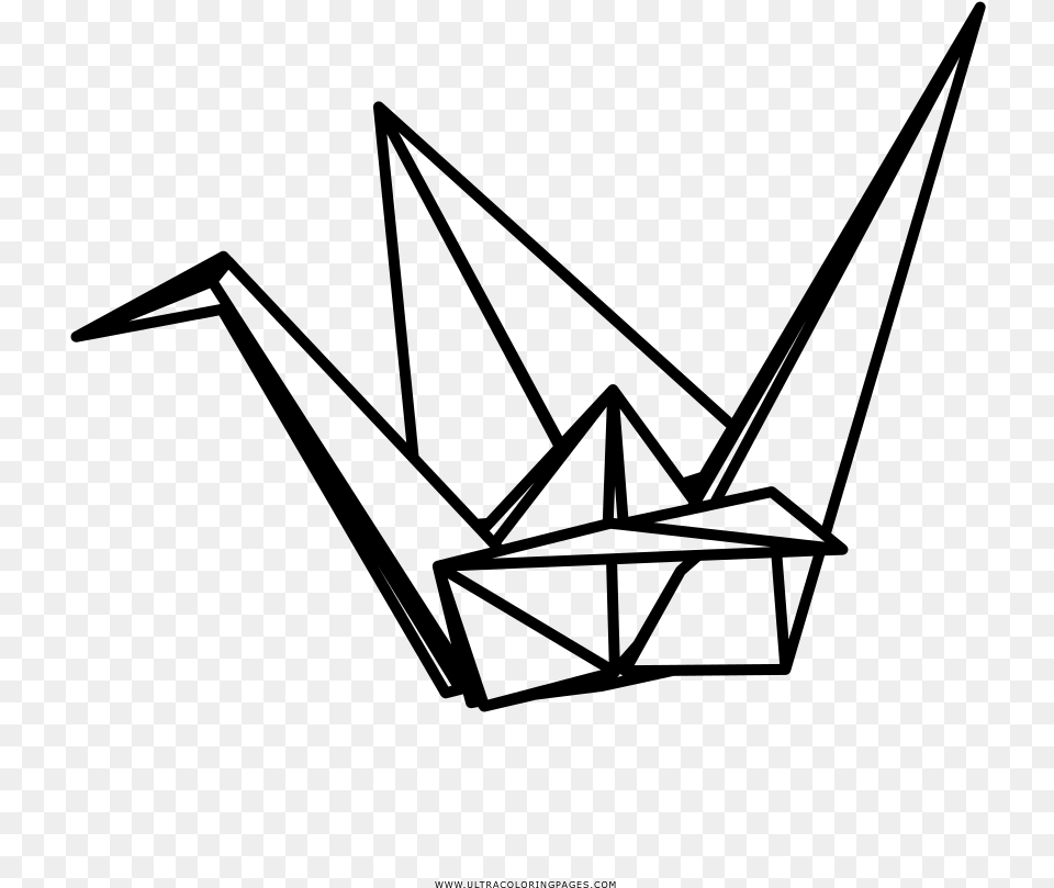 Origami Crane Coloring, Gray Free Transparent Png