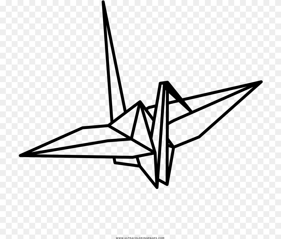 Origami Crane Coloring Page, Gray Free Png Download