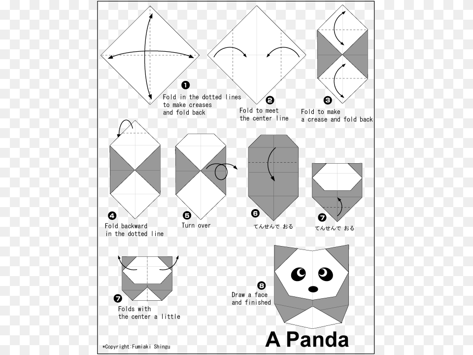 Origami Koala Make An Origami Panda, Face, Head, Person, Diagram Png