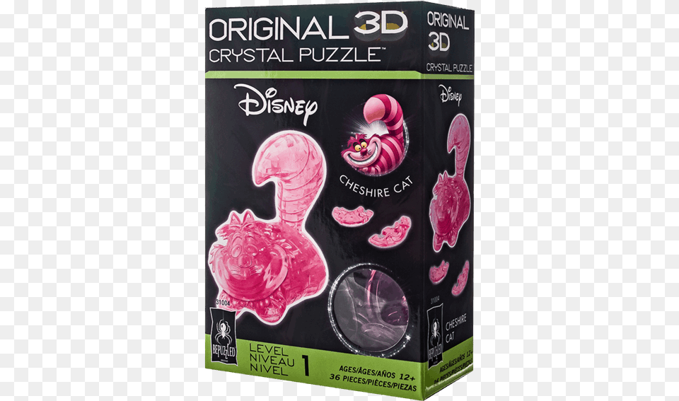 Original 3d Crystal Cheshire Cat Puzzle 36 Piece Pink Disney Cheshire Cat Crystal Puzzle, Blackboard Free Png