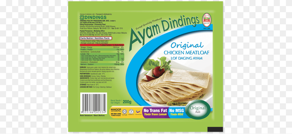 Original Chicken Meatloaf 200g Ayam Dindings Product, Advertisement, Poster, Bread, Food Free Png