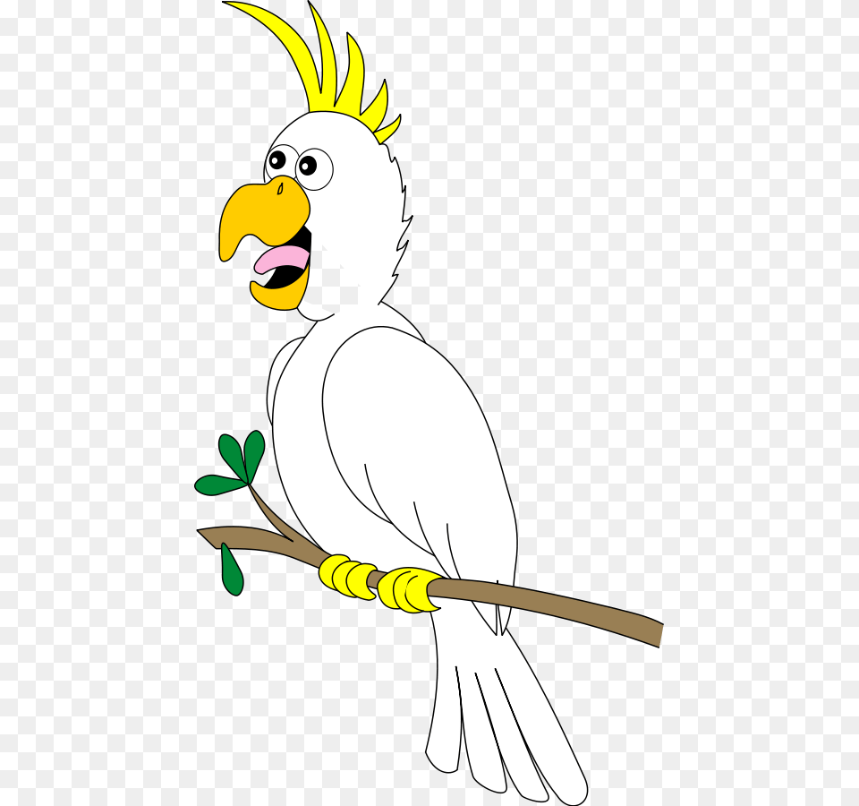 Original Clip Art File Perched Happy Cartoon Bird, Animal, Beak, Cockatoo, Parrot Free Png Download