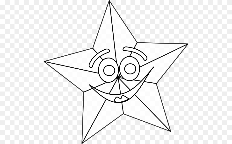 Original Clip Art File Smiling Star Outline Svg, Star Symbol, Symbol, Animal, Fish Free Png Download