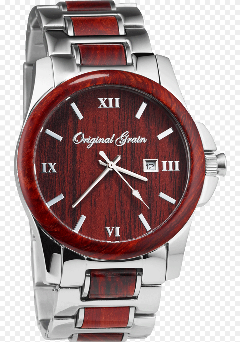 Original Grain Classic Steel Rosewood Chrome Wood Watch, Arm, Body Part, Person, Wristwatch Free Transparent Png