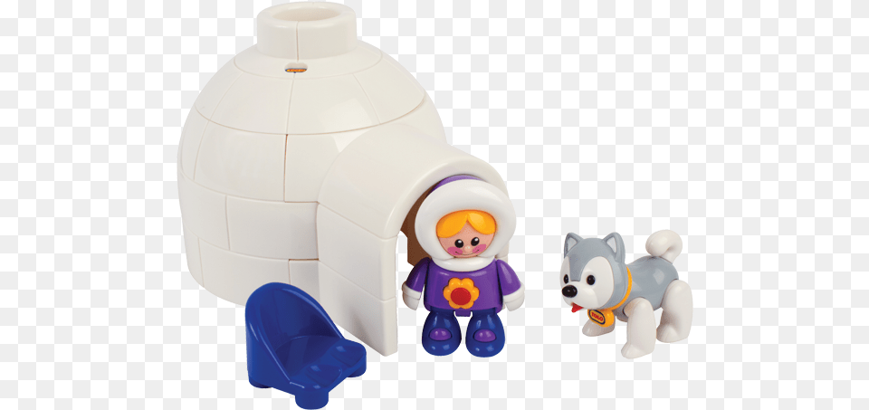 Original Igl Con Y Perrito Husky En El Pas De Igloo Toys, Animal, Bear, Mammal, Wildlife Free Png