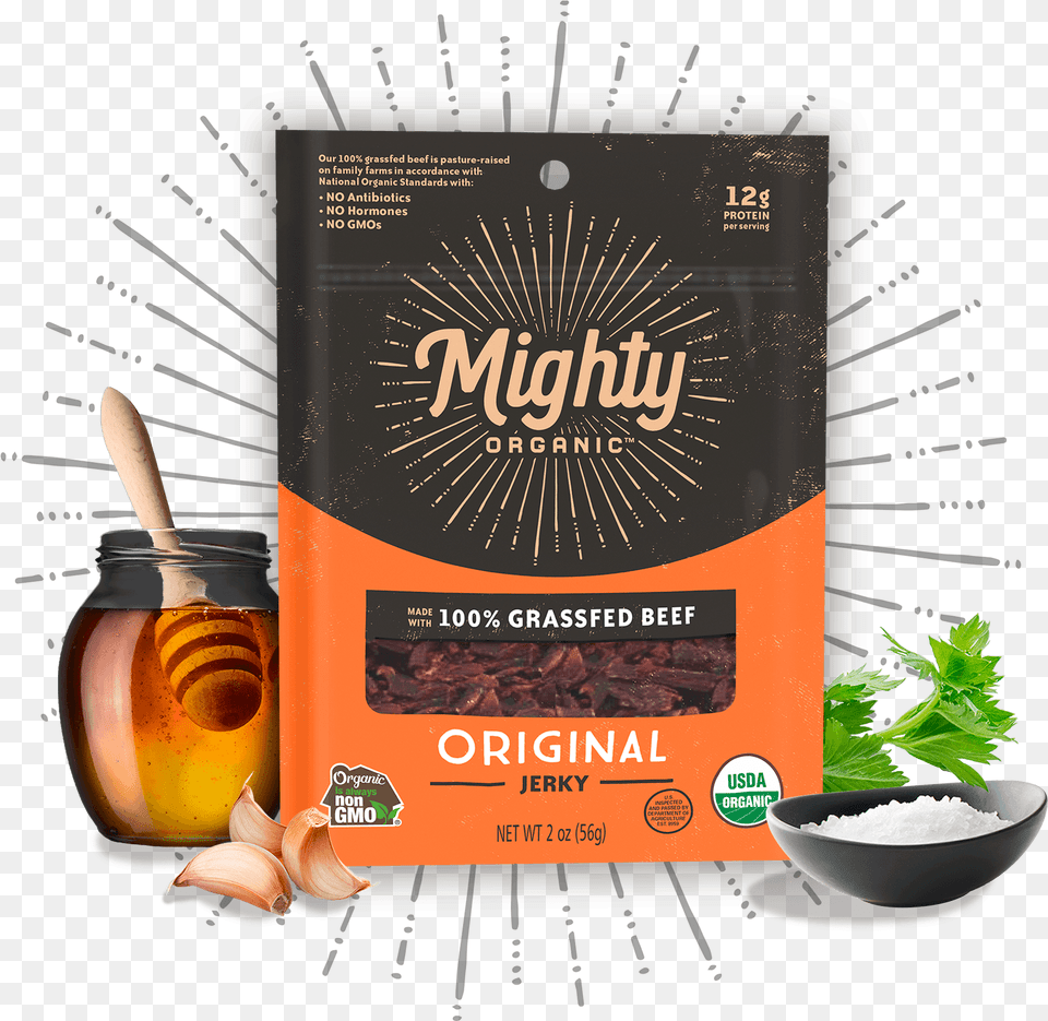 Original Mighty Organic Beef Jerky, Herbal, Herbs, Plant, Advertisement Free Transparent Png