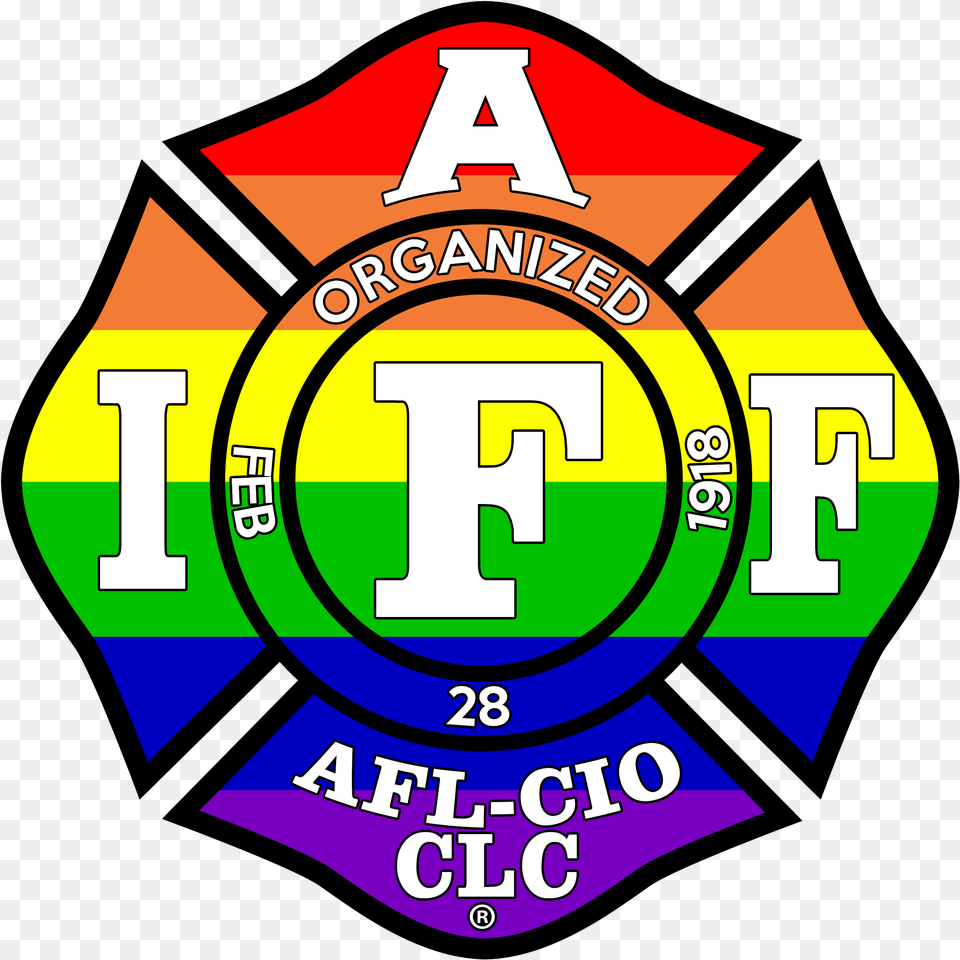 Original Rainbow Reflective Iaff Firefighter Decal Sticker Choose Size U2014 Union Fire Store, Logo, Badge, Symbol, Clothing Free Png