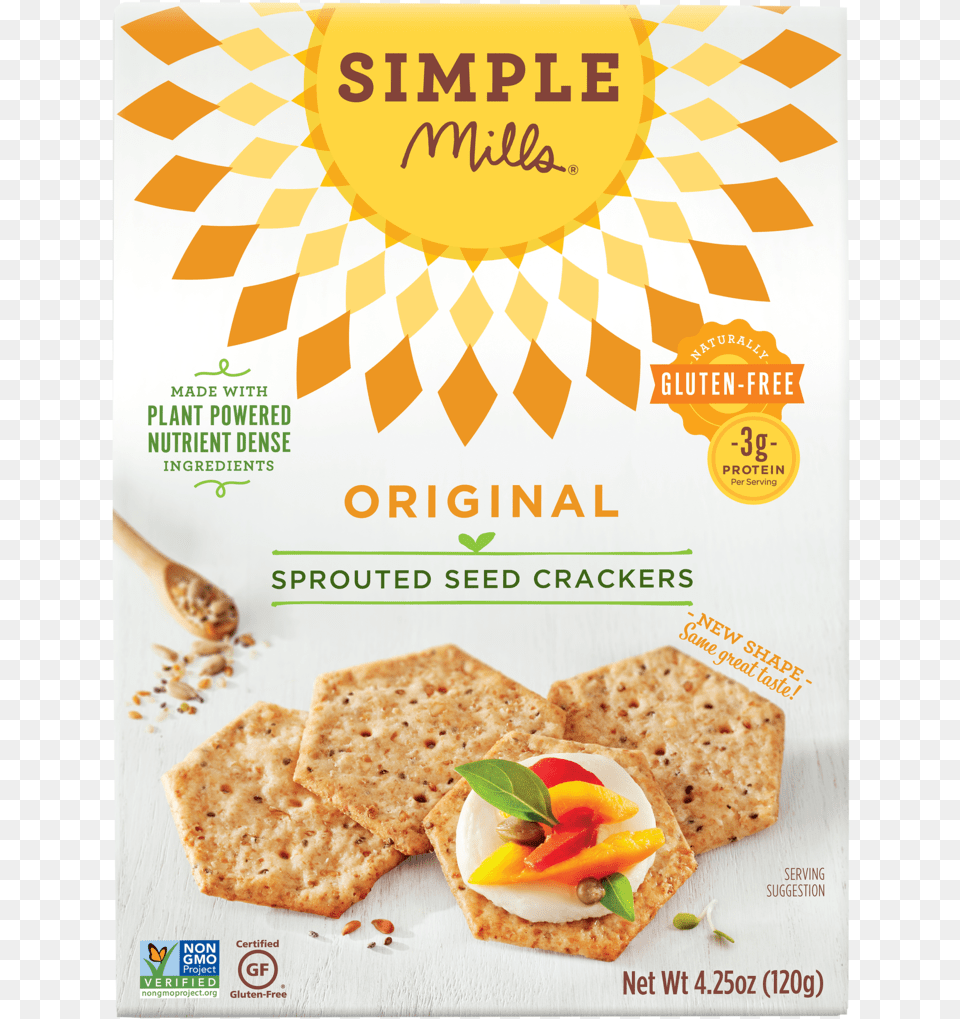 Original Sprouted Seed Crackers Simple Mills Sprouted Seed Crackers, Advertisement, Bread, Cracker, Food Free Png