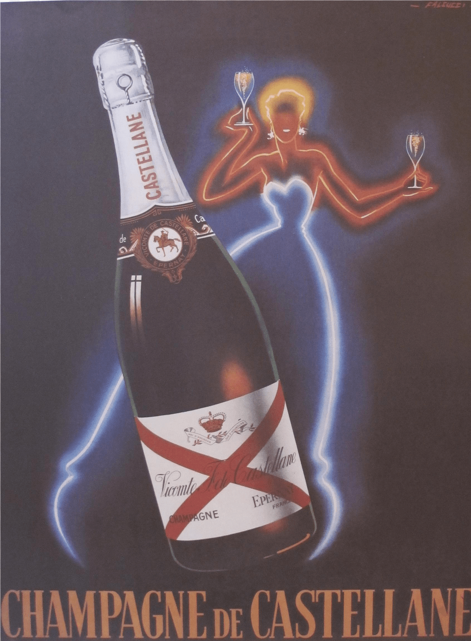 Original Vintage Champagne De Castellane Poster By Free Png